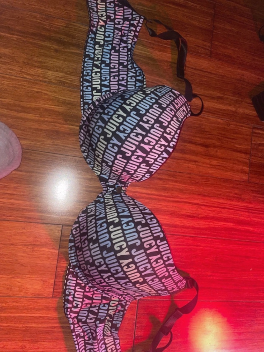 Juicy Couture Black Logo Print Push-Up Bra